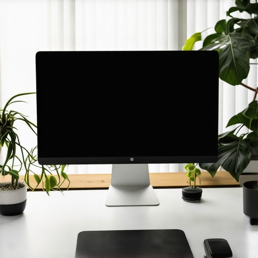Ergonomic workspace featuring a curved monitor and clean desk environment