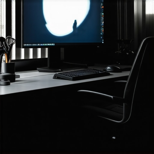 Modern home office with curved ultrawide monitor and ergonomic setup.