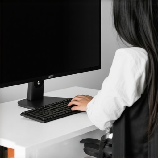 Person fine-tuning their ultrawide curved monitor for gaming and productivity.