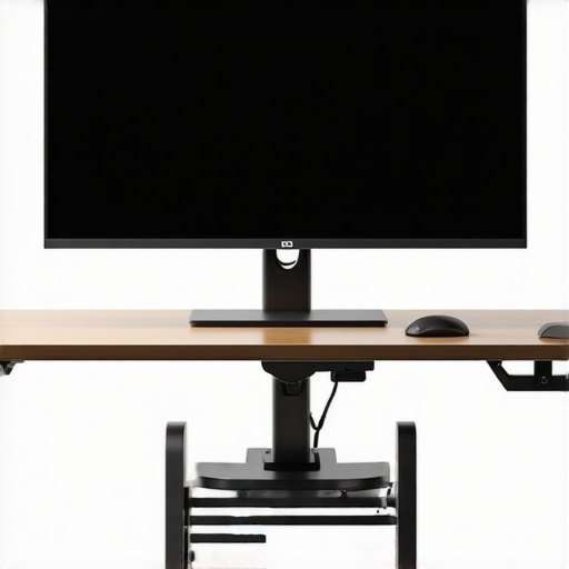 A clean, ergonomic workspace with a large curved ultrawide monitor on an adjustable arm, perfect for immersive viewing.