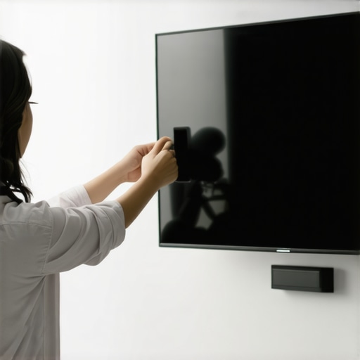 Person adjusting a curved TV for optimal viewing