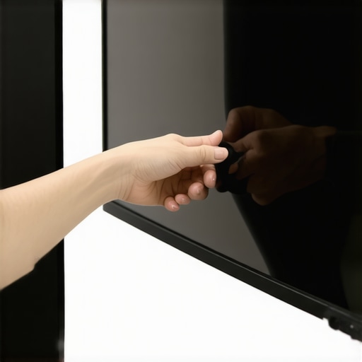 Person using soft cloth to press corner of curved TV