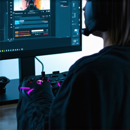 Person calibrating a high-end ultrawide monitor with a color calibration device